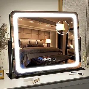 Vanity Mirror with Lights 22"X17",Led Lighted Makeup Mirror,Large Makeup Mirror with Lights,Touch Screen with 3-Color