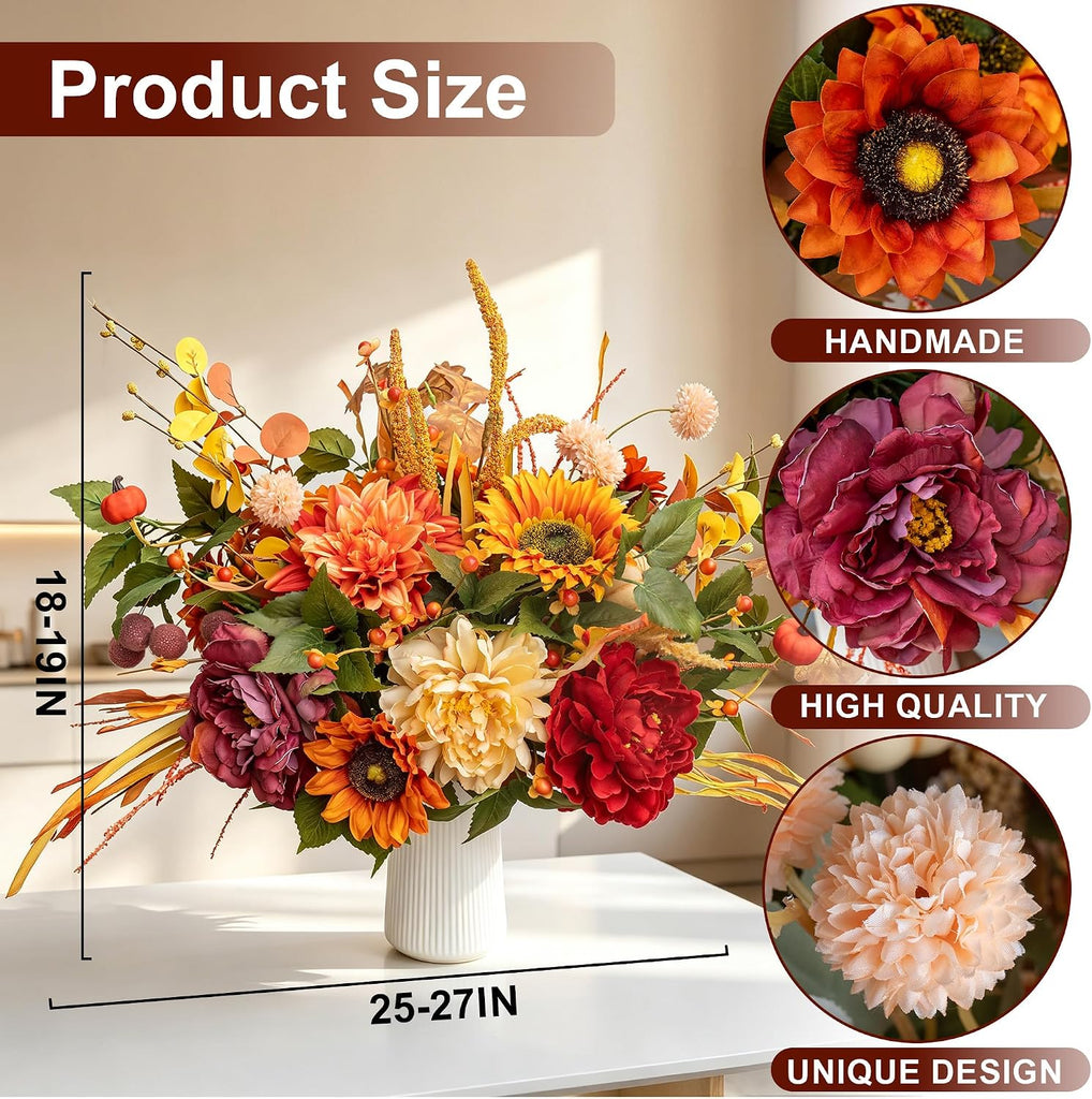 Fall Centerpiece for Table Fall Artificial Flower Arrangement with Vase