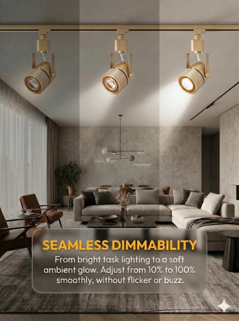 10W Dimmable Gold Track Lighting Heads H Type LED Track Light Replacement Fixtures Bright 4000K Cool White Ceiling