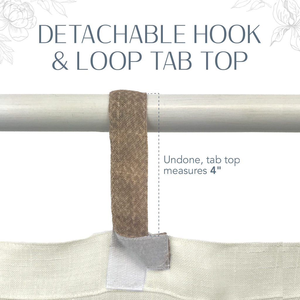 Darien Solid Indoor/Outdoor Sheer Adhesive Loop Tab Top Window Curtain Panel, Ivory - 52" W x 95" L
