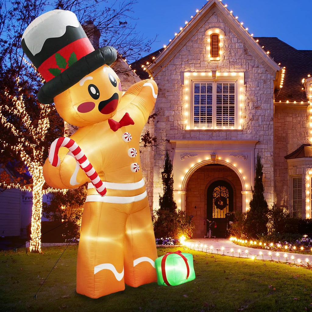 12FT Christmas Inflatable Gingerbread Man, Xmas Blow Up Yard Decorations