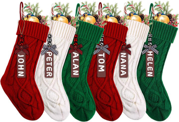 Christmas Stockings,18Inches Large Cable Knitted Stockings - Set of 6