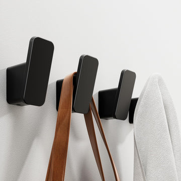 4-Pack Matte Black Towel Hook, Robe Coat Hook, Heavy Duty Wall Hooks for Hanging Bag Hat Mudroom Bedroom Shower
