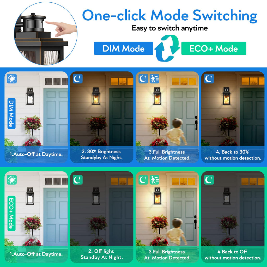Motion Sensor Outdoor Light Wall Mount, Black Exterior Light Fixture