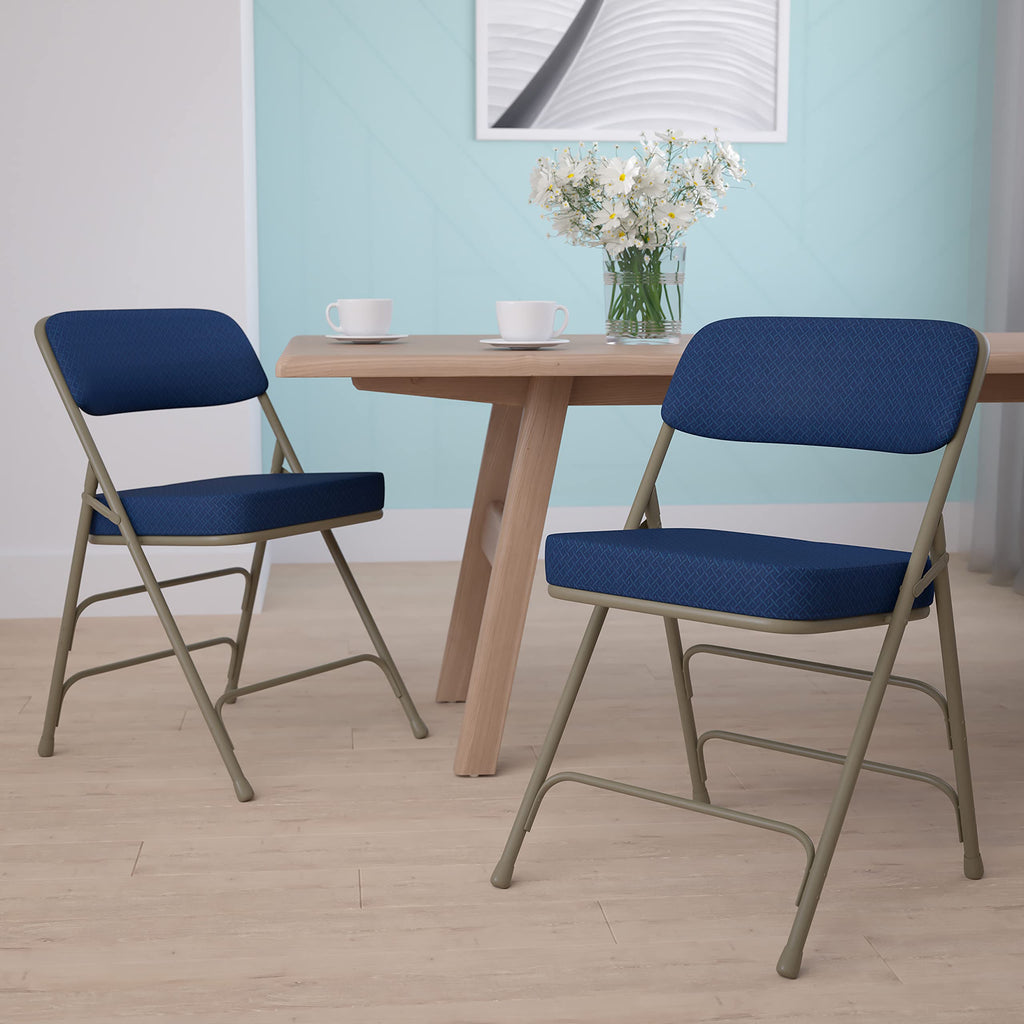 Hercules Metal Folding Chair, Navy, 2-Pack