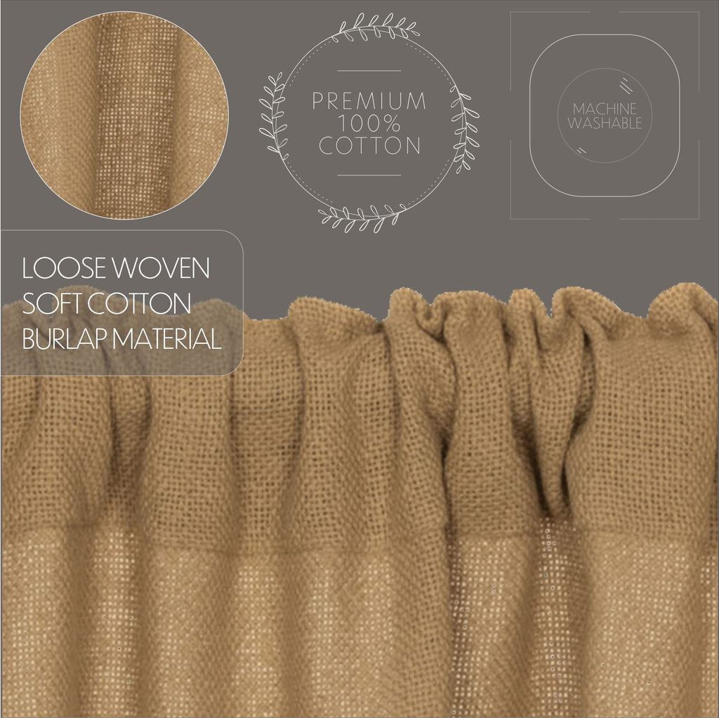 Burlap Natural Window Valance, Tan, 16x72