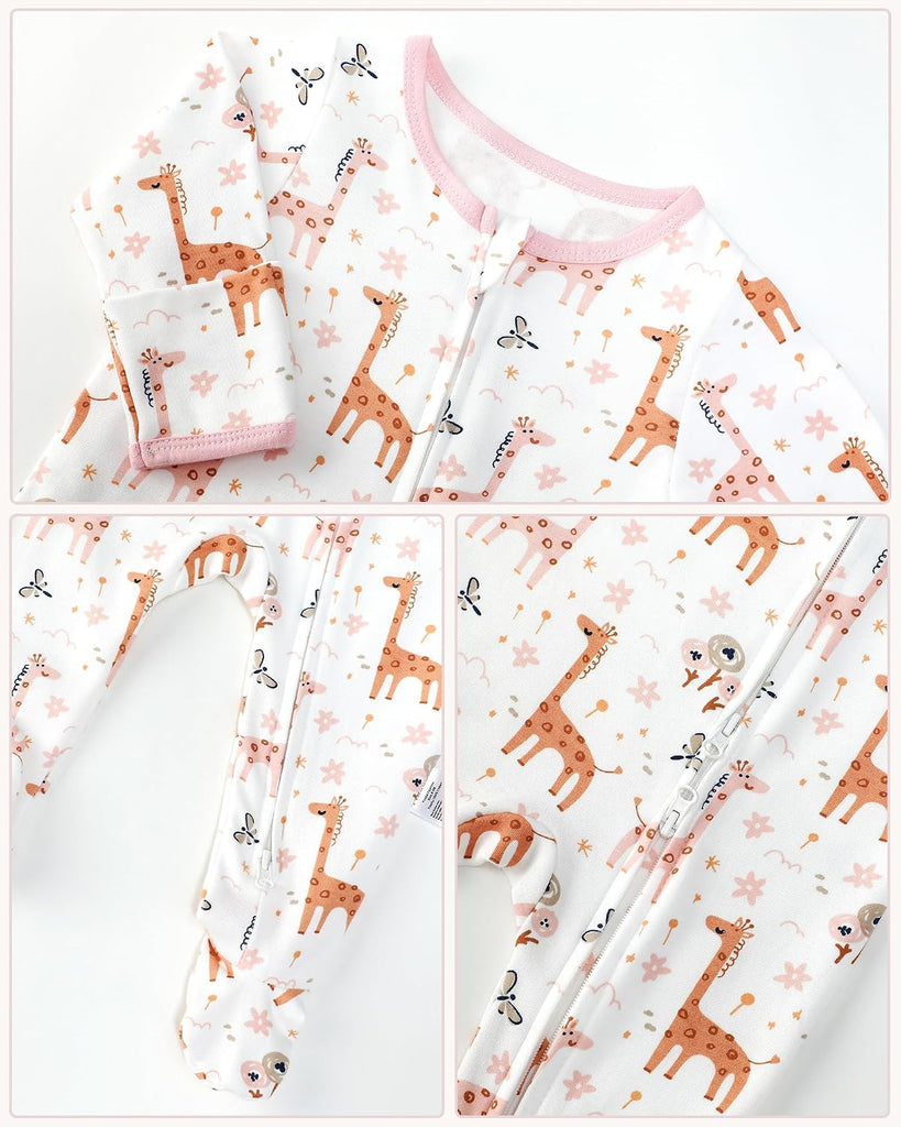 Sleepers 100% Organic Cotton Pajamas for 0-3 3-6 Boys Girls Clothes Footed Pjs