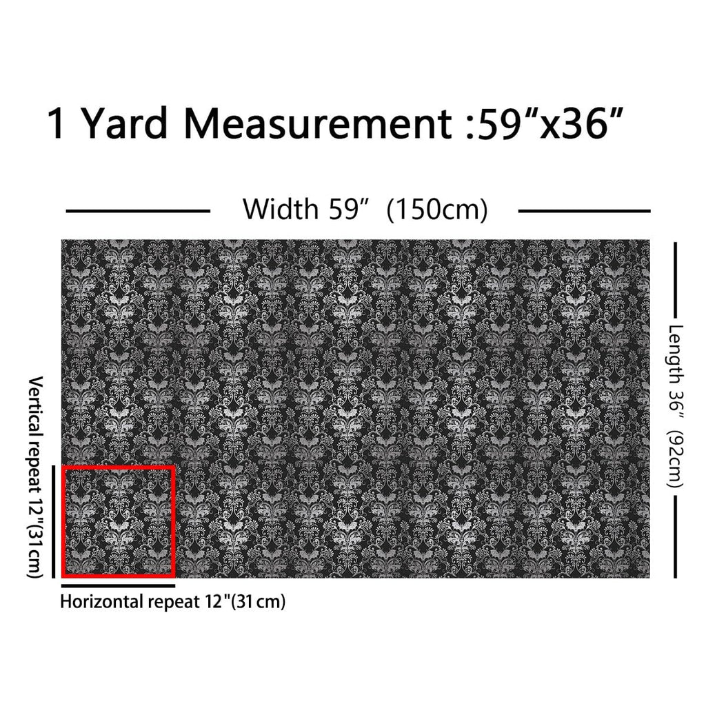 Damask Bat Fabric by The Yard 3 Yards