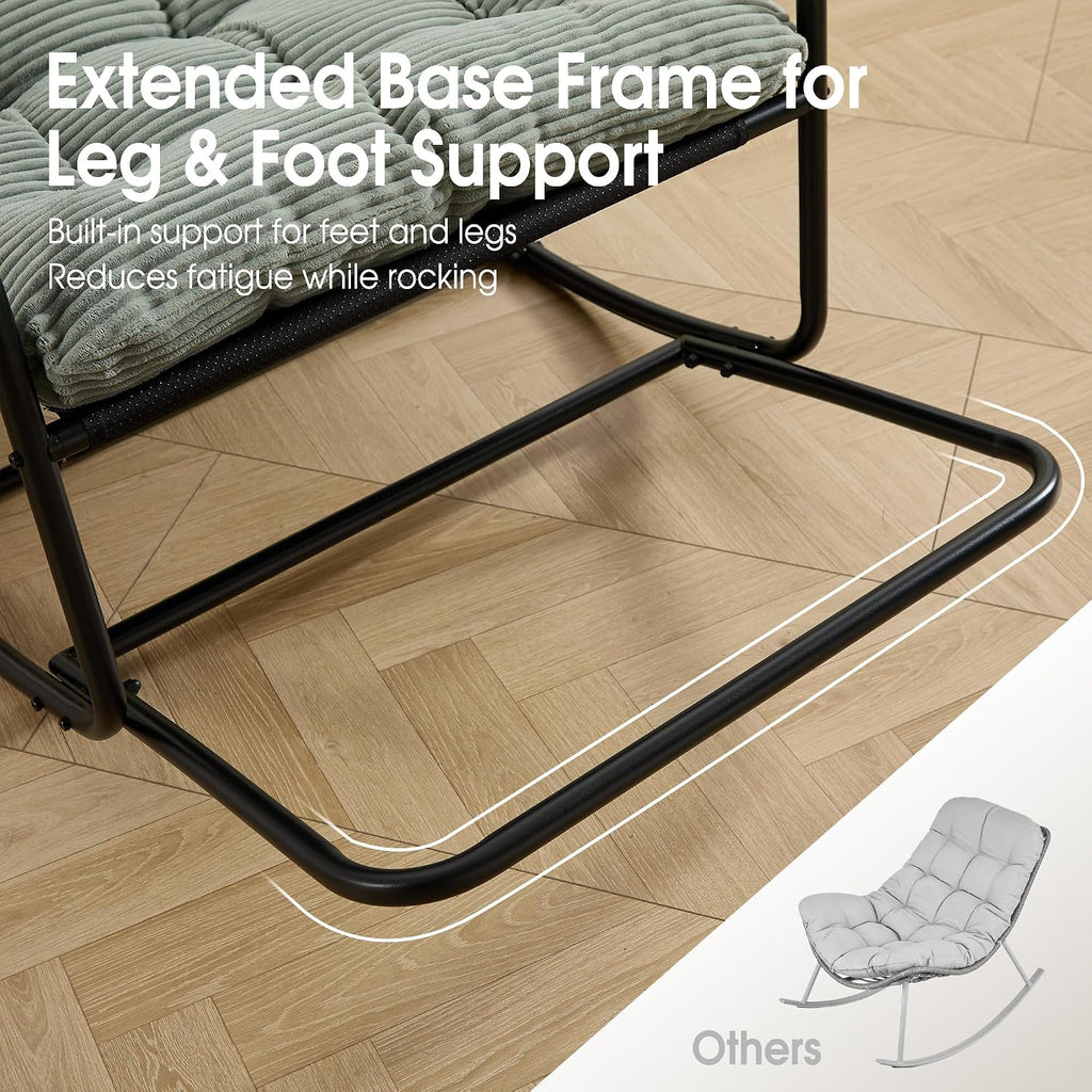 Rocking Chair with Extended Footrest, Cozy Lounge Chair with Thick Cushion-Wrapped Frame for Outdoor & Indoor - Heavy