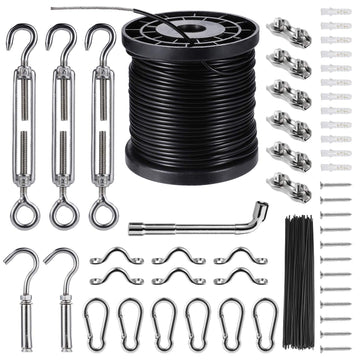 Outdoor String Light Hanging Kit Includ 164 FT Nylon Rope Cable