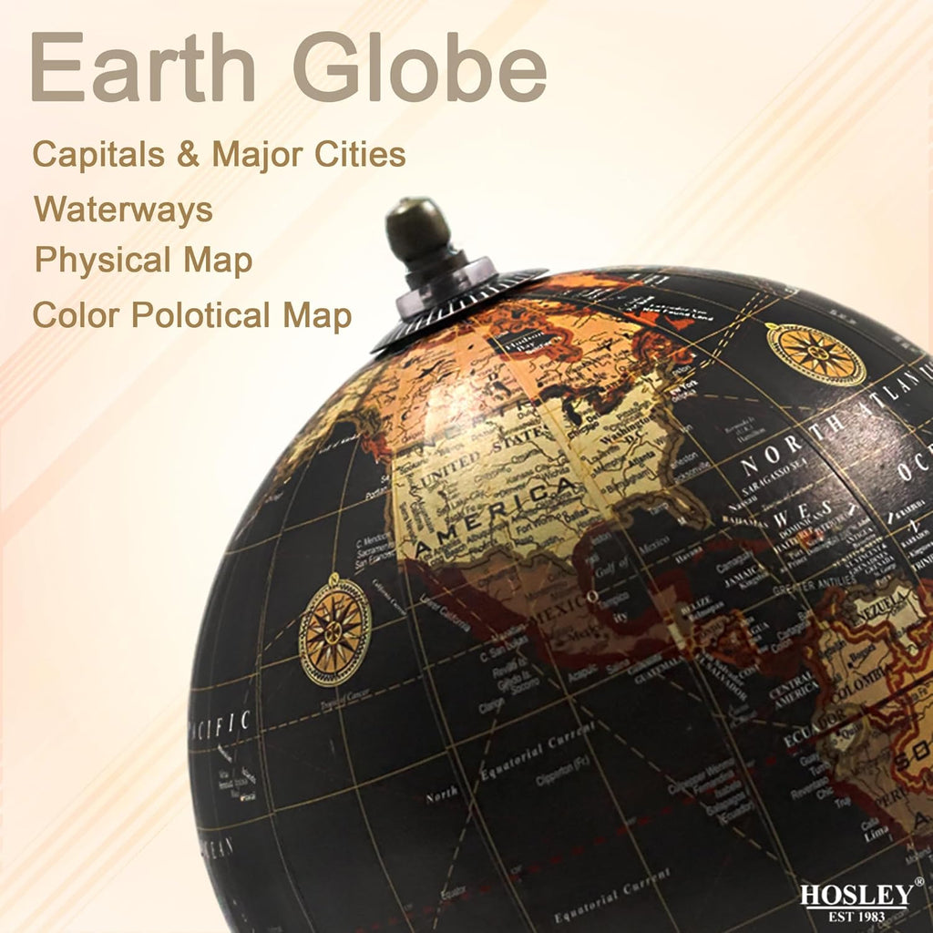 10-Inch Decorative Globe on Wooden Stand - Elegant Gift for Father's Day, Birthdays, Holidays, and Special Occasions
