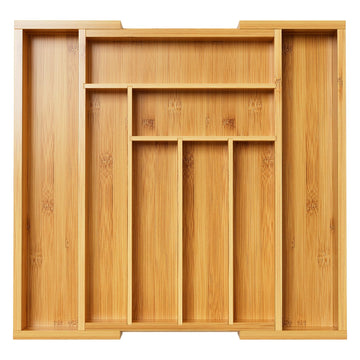 Bamboo Expandable Silverware Drawer Organizer, Natural, Medium