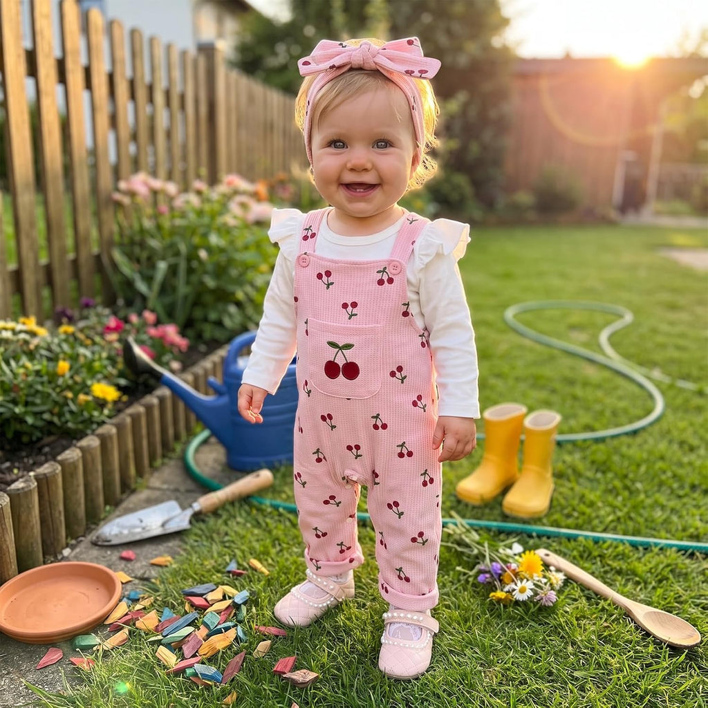 Infant Baby Girl Fall Outfits Romper Overalls Pants Set