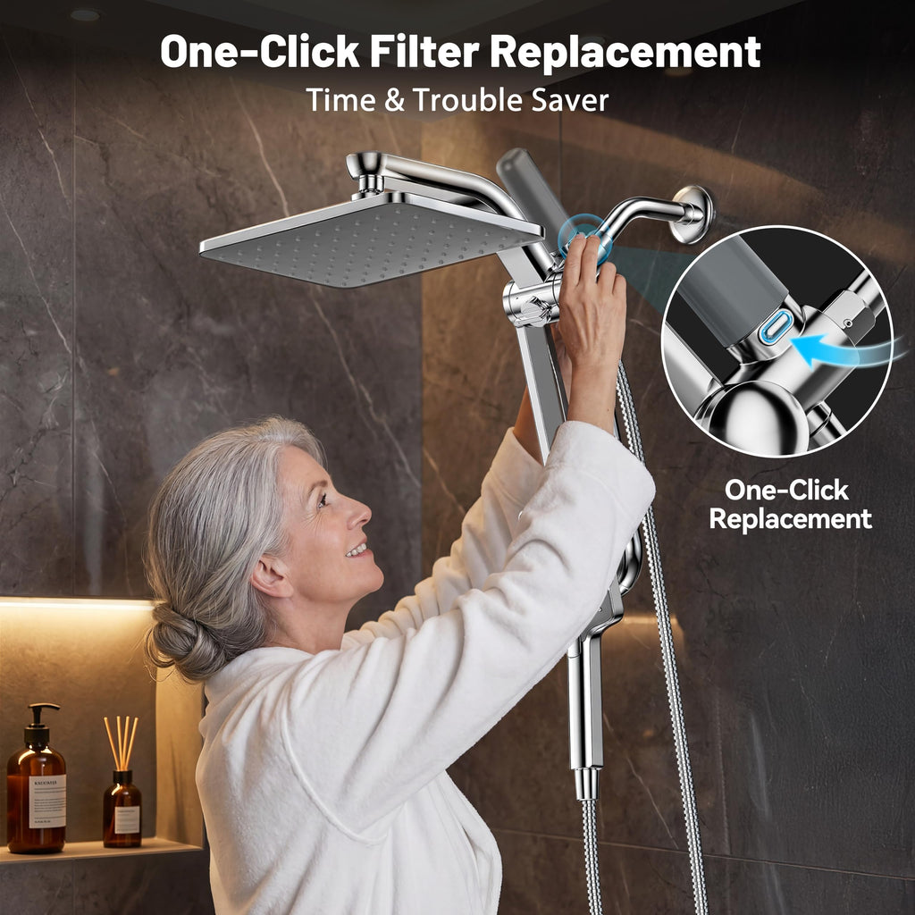 Dual Filtered Rainfall Handheld Showerhead Spray Combo