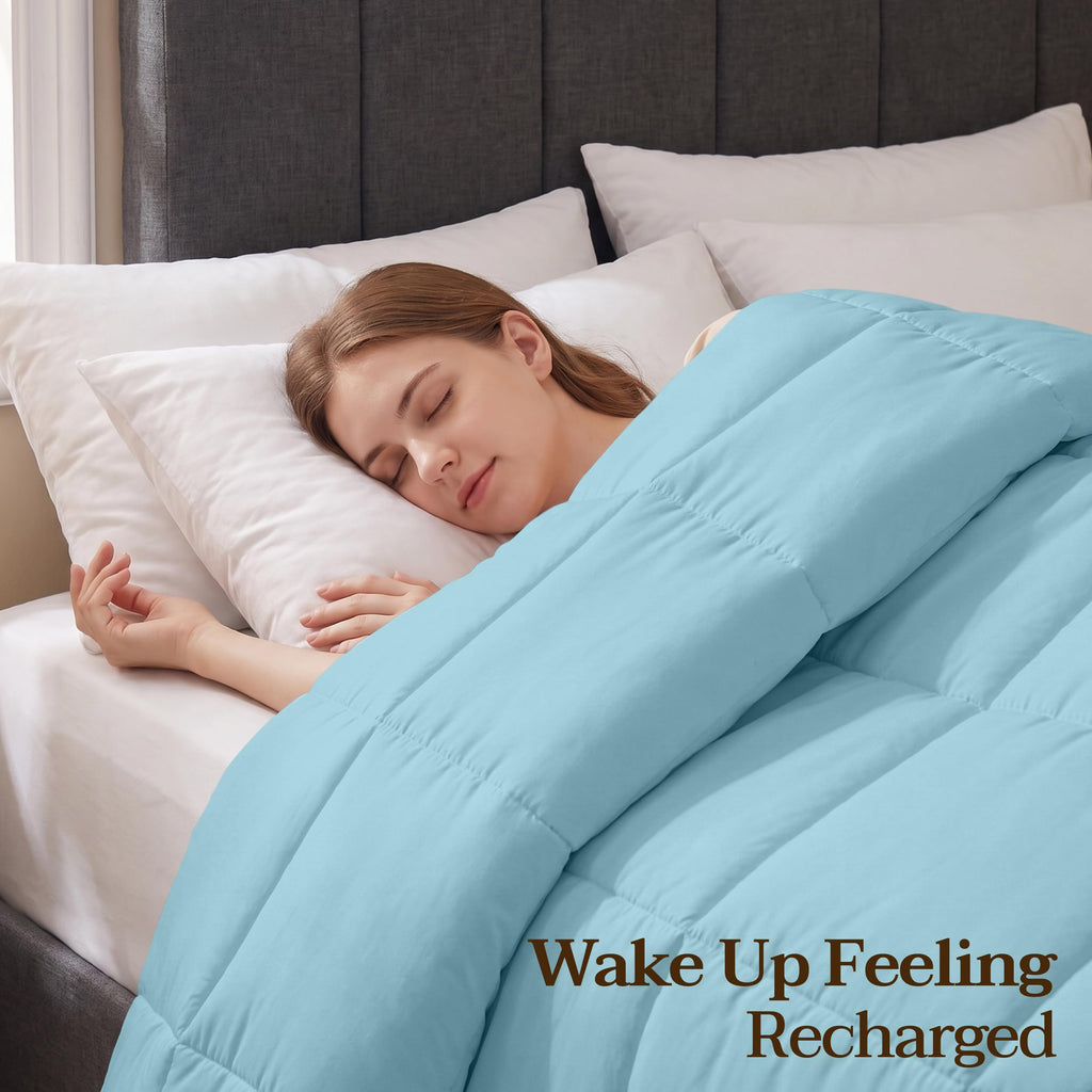 Twin Comforter, Duvet Insert, Aqua, 64 x 88 Inches