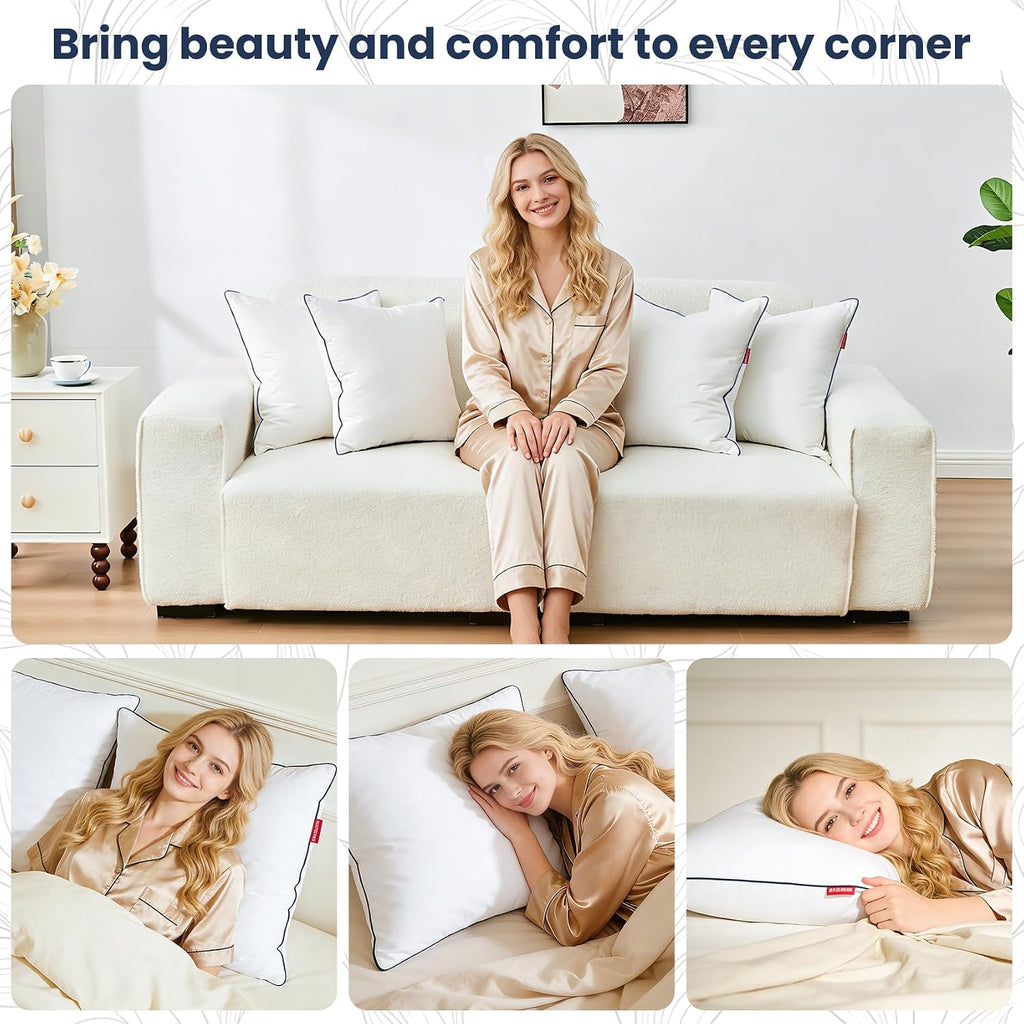 Down Pillow Inserts 20x20, 100% Goose Down Feather Throw Pillows Inserts - Ultra Plush, Decorative Pillow Insert
