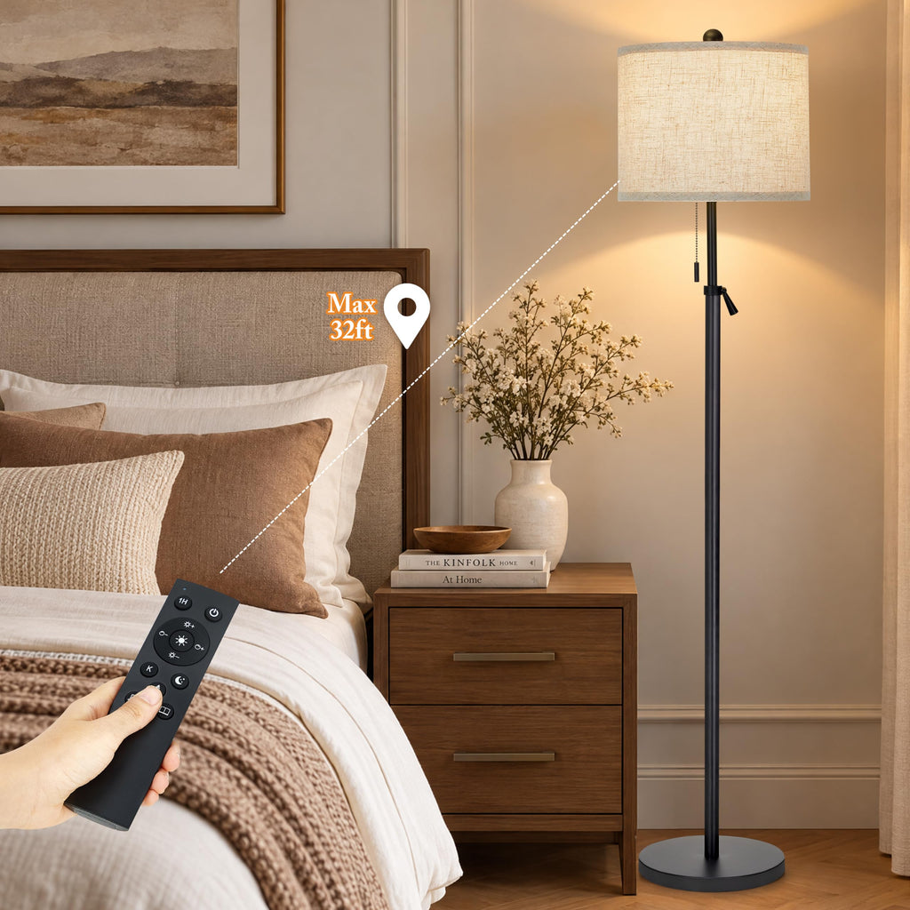 61-69" Adjustable Floor Lamp with Remote and Stepless Dimmable Bulb