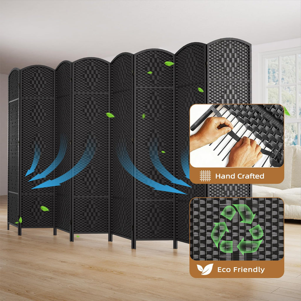 Room Divider Panel, 6 Panel Partition Room Dividers Screen, Black