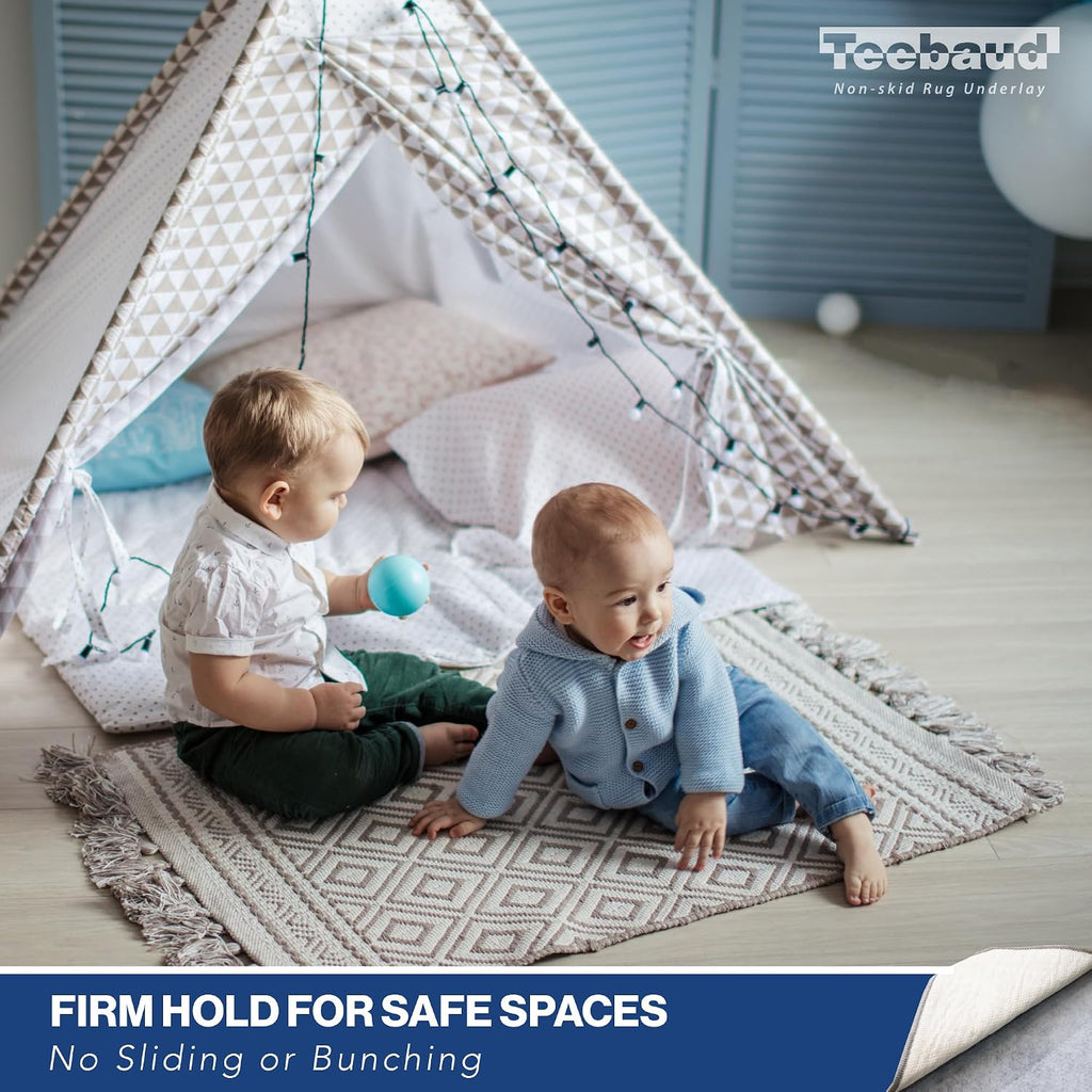 5' x 7' Non-Slip Rug Pad, Reversible Gripper, Non Skid Pads for Hardwood, Vinyl, Tile, Laminate Floors, Keep Area - Set of 35