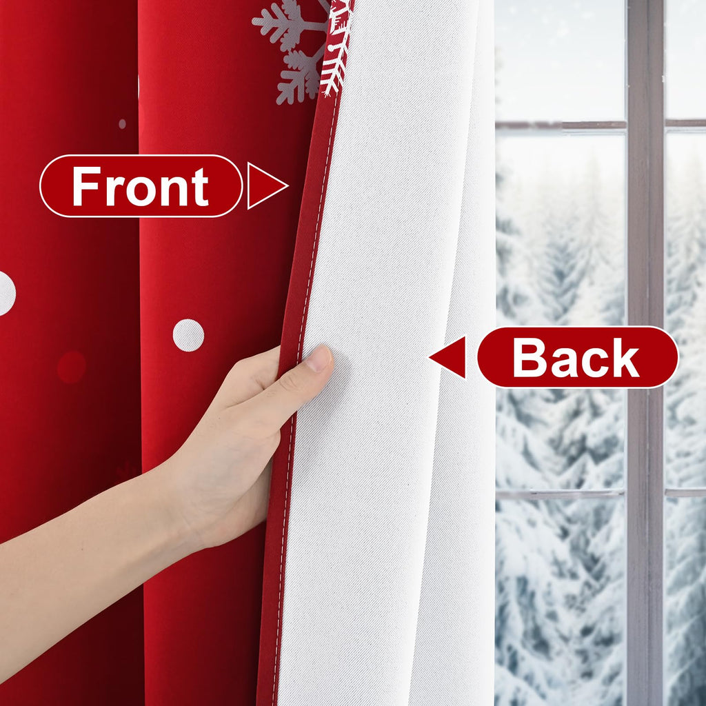 Christmas Valances for Windows Red Kitchen Curtains Snowflake Valances Blackout Window Valance Rod Pocket Xmas