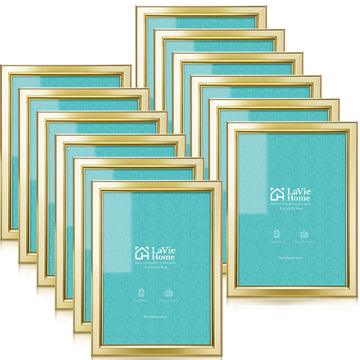 5x7 Picture Frames (12 Pack, Gold) Simple Designed Photo Frame with High Definition Glass for Wall Mount & Table Top