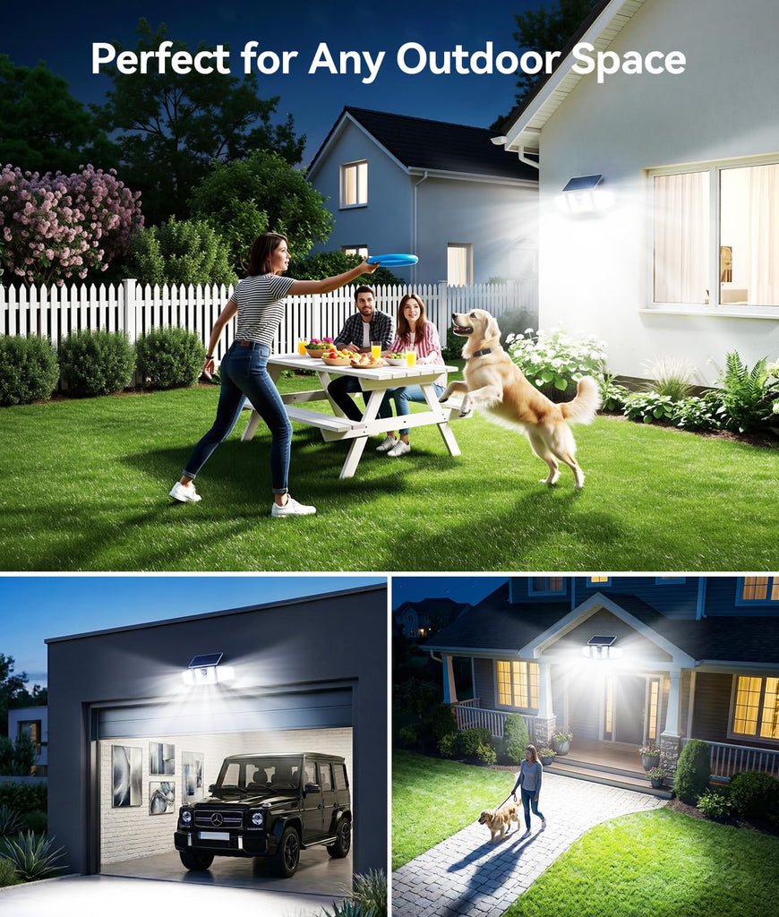 Solar Flood Lights, 210 LED Motion Sensor Outdoor Lights, Solar Motion Lights Outdoor Waterproof, 3 Heads 300° Wide