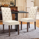 COLAMY Tufted Dining Chairs Set of 2, Accent Parsons Diner Chair Upholstered Fabric Stylish Kitchen Chairs with Solid