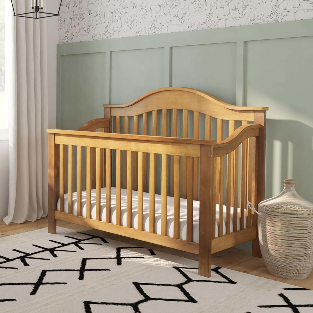 Jayden 4-in-1 Convertible Crib, GREENGUARD Certified, Chestnut | Converts to Toddler Bed, Daybed & Full-Size Bed - 4