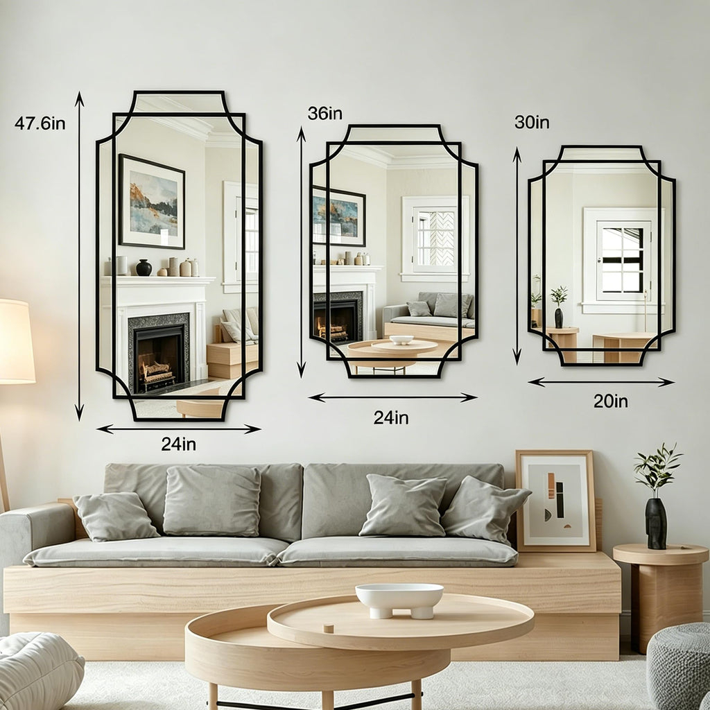 30"x20" Rectangle Beveled Mirror, Geometric Decorative Wall Mirror