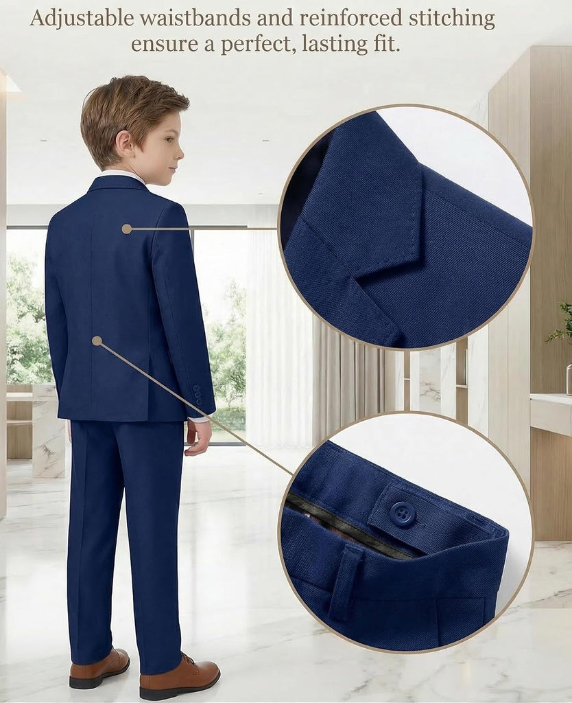 Boy's Suits for Kid Formal 5pcs Slim Fit Wedding Tuxedo Casual Suit Set