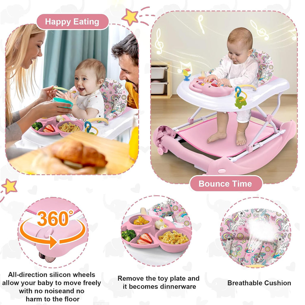 Foldable Baby in-1 Activity Walker - Rocker, Activity Center, Bouncer, Seat Walker, Push Walker - Adjustable Speed