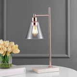 22.25" Copper Modern Glam Metal and Marble Table Lamp