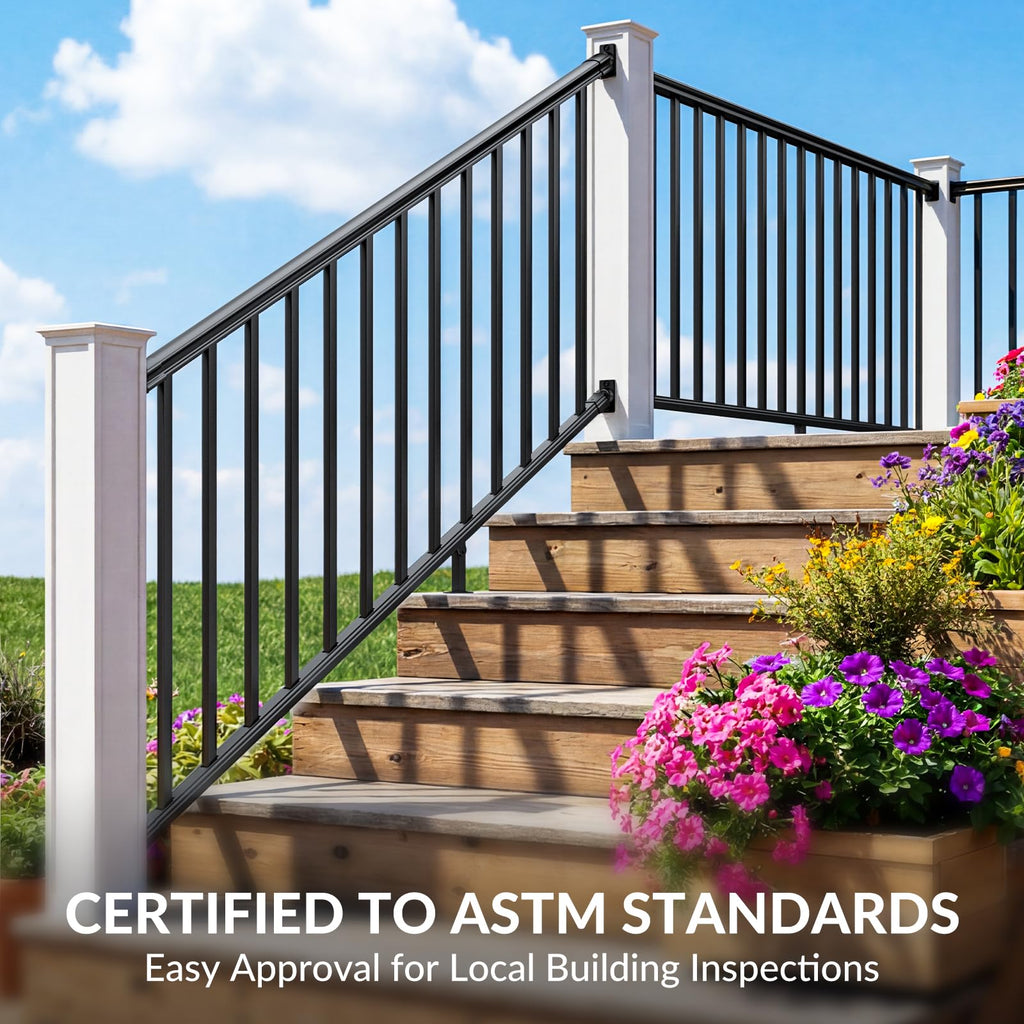 36 in x 4 ft Modular Aluminum Stair Railing Kit Without Post