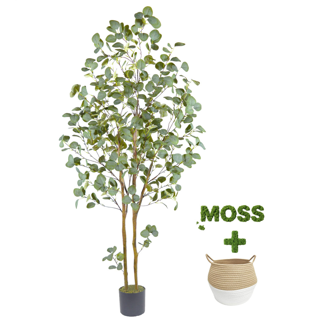 Artificial Eucalyptus Tree 6ft Tall Fake Plant with Basket