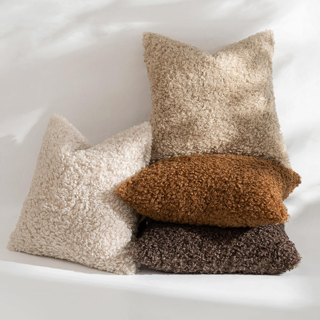 Decorative Faux Fur Pillow Covers Sherpa 20x20 Chocolate