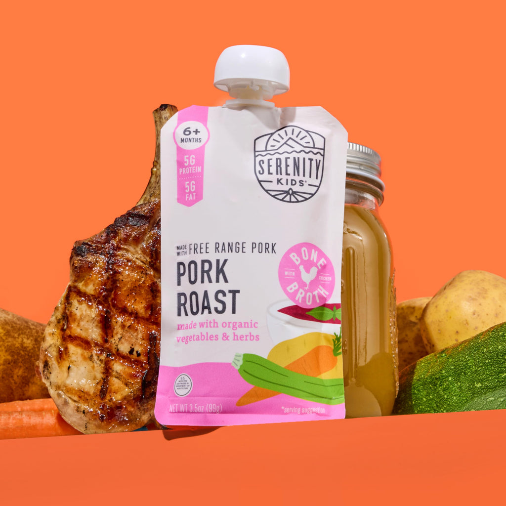 Pork Baby Food Pouch, 5g Protein, Bone Broth, 3.5 Oz, 12 Pack