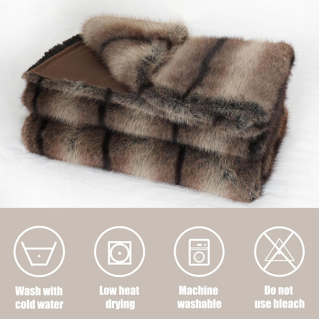 Faux Mink Fur Blanket Luxury Fur Throw Blanket Sofa Fluffy Blanket Super Warm Elegant Cozy Fuzzy Throw Blankets for