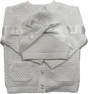 Dove Newborn Boys Sweater Popcorn Knit Cardigan & Beanie Gift Set A Perfect Baby Sweater & Hat Outfit