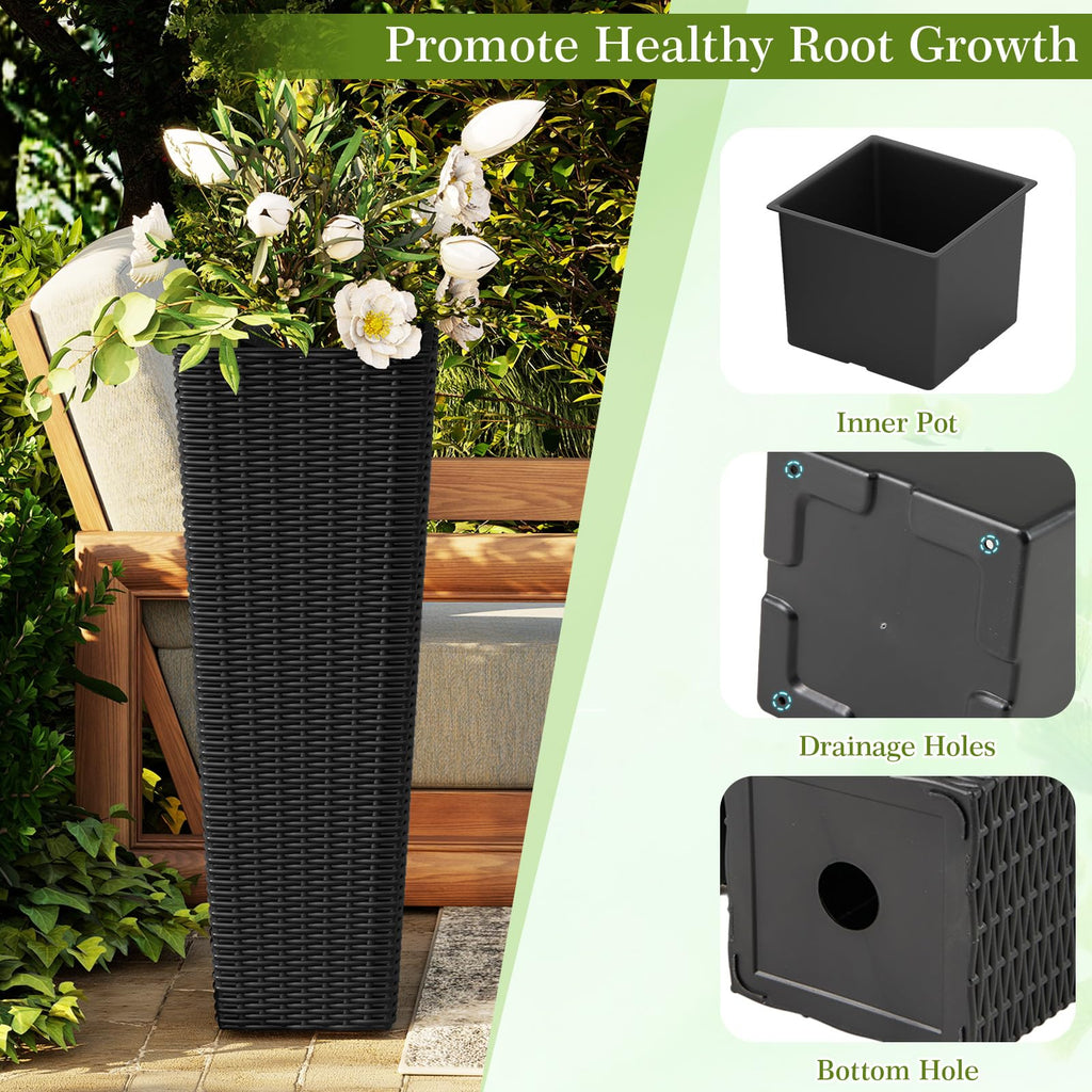 Planters for Outdoor Plants Set 2, 32" & 24" Tall Tapered Plants