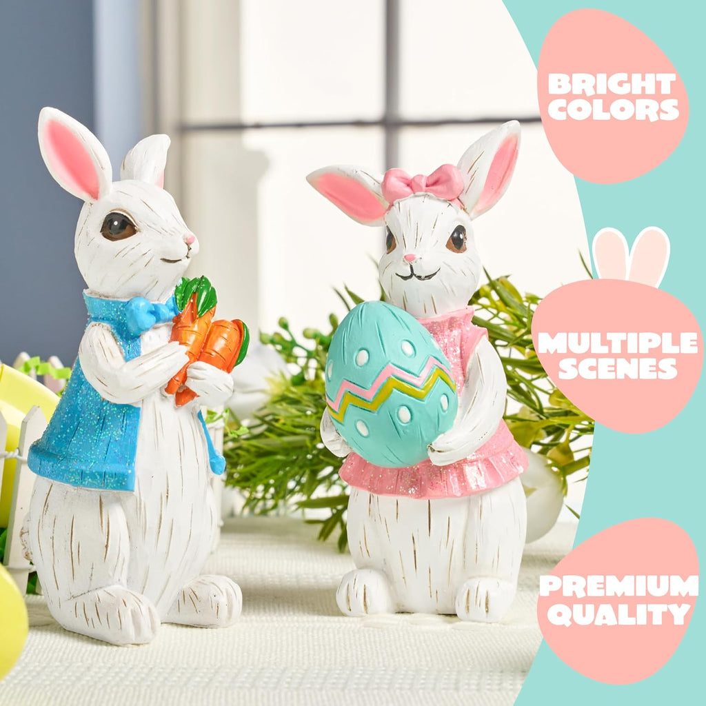 Easter Bunny Decor, Easter Indoor Decorations for Table, Spring Decor, Rabbit, Egg Figuring and Office - Set of 2