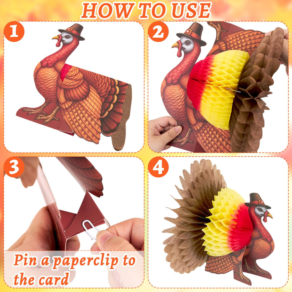 Fall Thanksgiving Decorations, Thanksgiving Table Centerpieces, Honeycomb Turkey Centerpieces Fall Pumpkin Hanging
