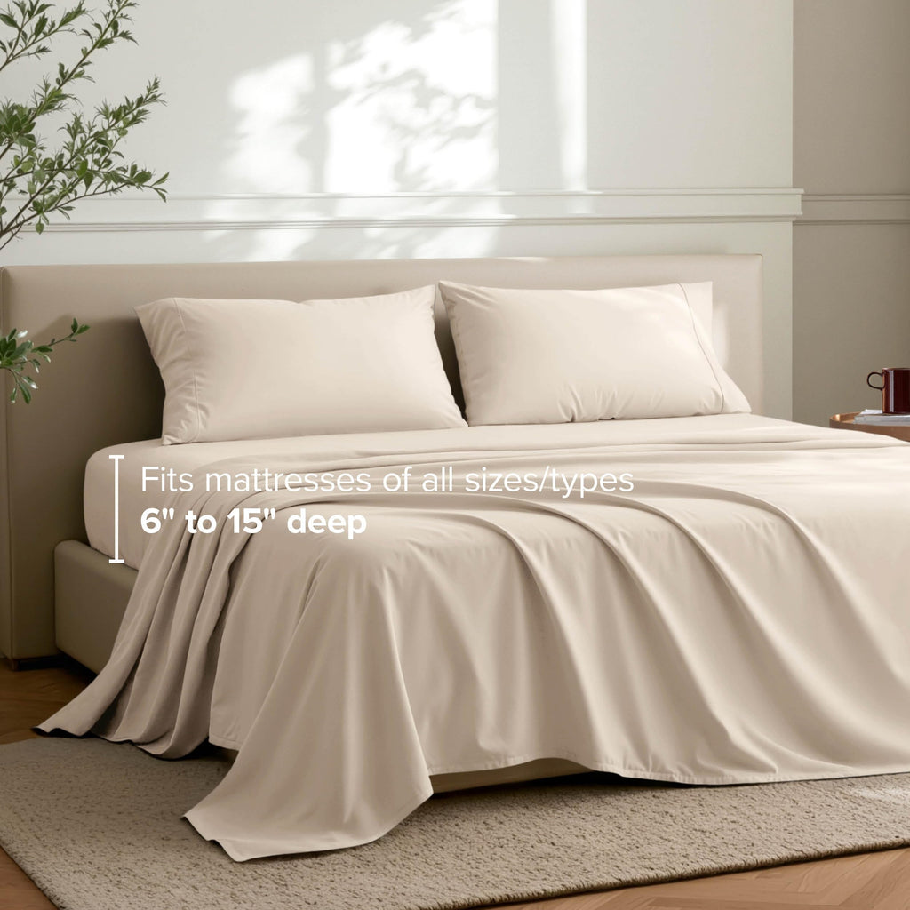 Sheet Set with Envelope Pillowcases (Split Head Flex King, Sand)