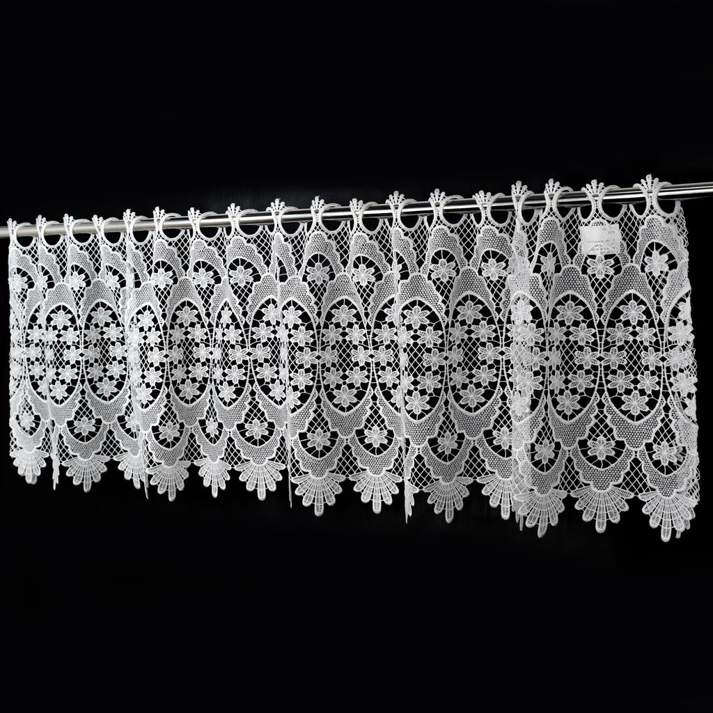 Homey Sheer Embroidered Flowers Vine Valance Window Treatment