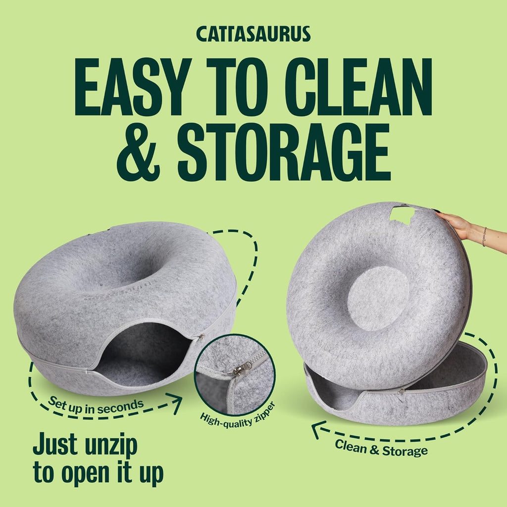 Peekaboo Cat Cave Donut for Multiple & Large Cats up to 30-45 lbs, 3-in-1 Self Warming Cat Bed