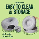 Peekaboo Cat Cave Donut for Multiple & Large Cats up to 30-45 lbs, 3-in-1 Self Warming Cat Bed