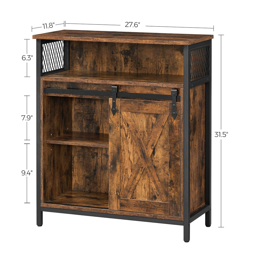 Buffet Cabinet, Coffee Bar with 1 Sliding Barn Door