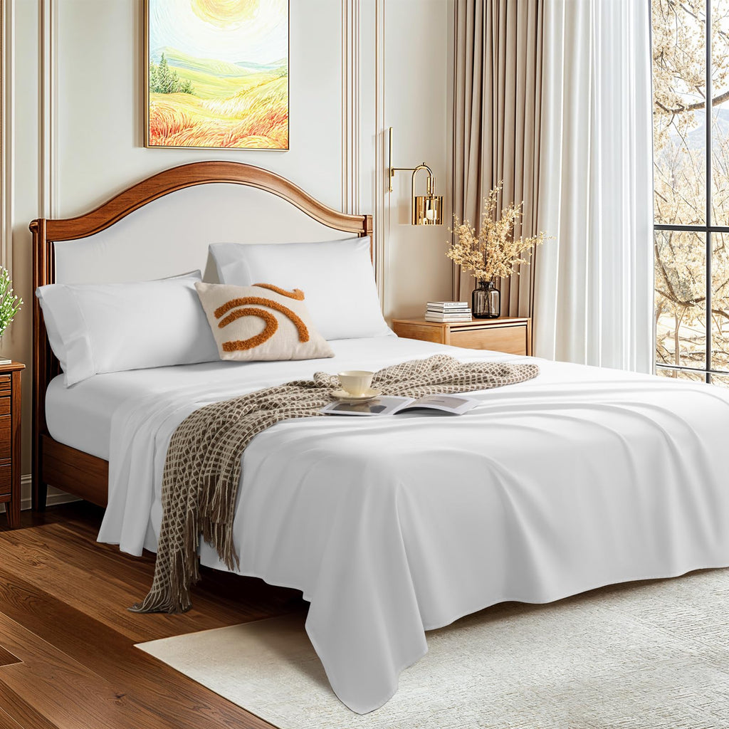 1500 Thread Count Sheets 100% Egyptian Cotton Sheets Set 16 Inches Deep Pocket Queen Size Bedding 4 Pcs Sets (Queen