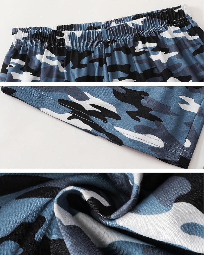 Boys Pajama Shorts 3 Pack Sleepwear Shorts for Teen Boys Plaid Camouflage Lounge Summer Comfy Pj Bottom