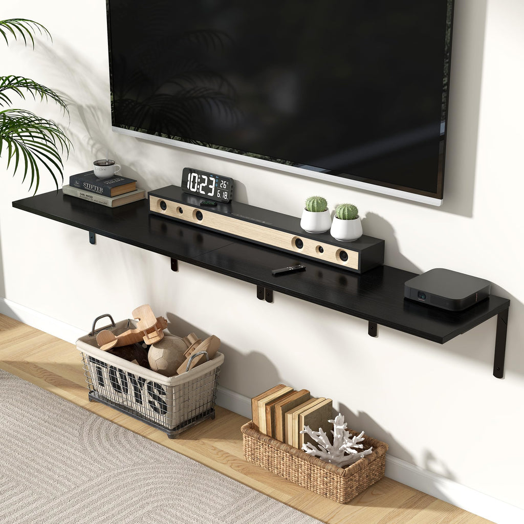 Floating Shelves for Wall, 12 Inch Deep Floating Shelves Set of 2, Wall Mounted Shelf with Metal Brackets, Rustic