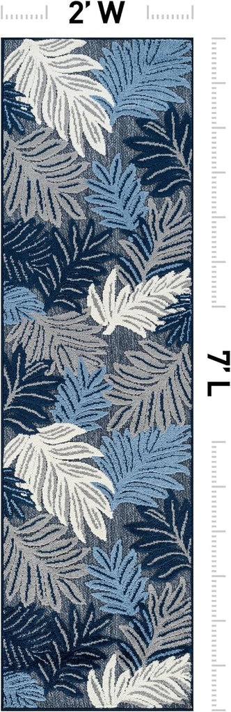 Transitional High-Low Indoor Outdoor Runner Rug Navy
